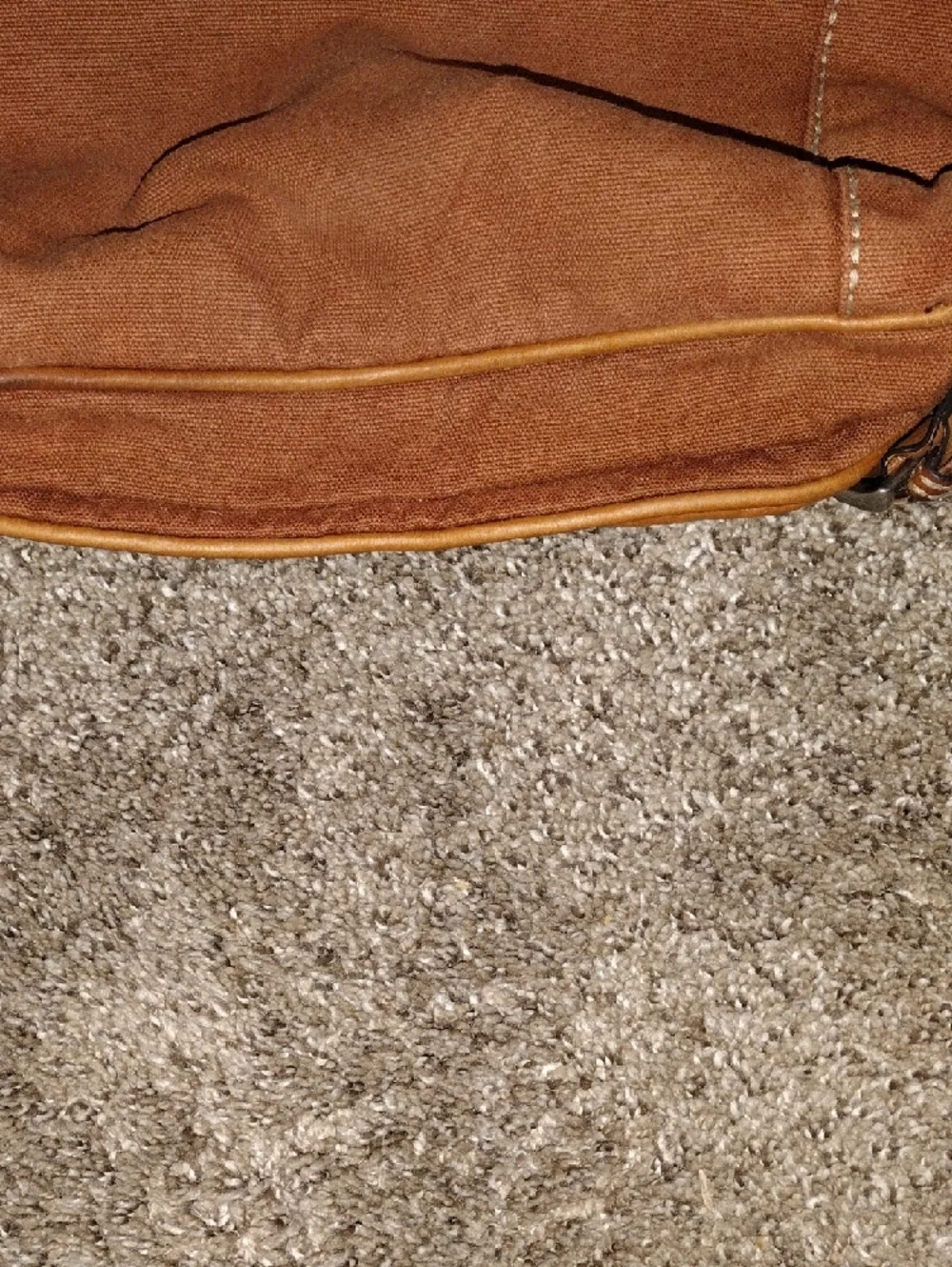 Fossil Rust Brown Canvas Shoulder Bag with Leather Trim